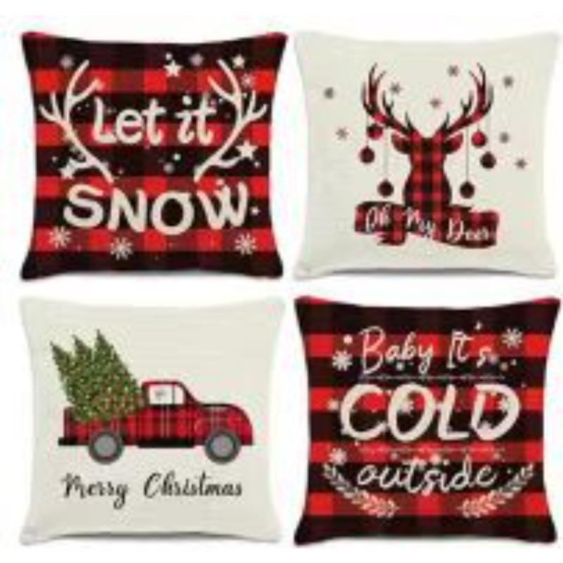 New Christmas Pillow 4 Combination Picture Pillow Cushion Pillowcase Home Office Pillowcase