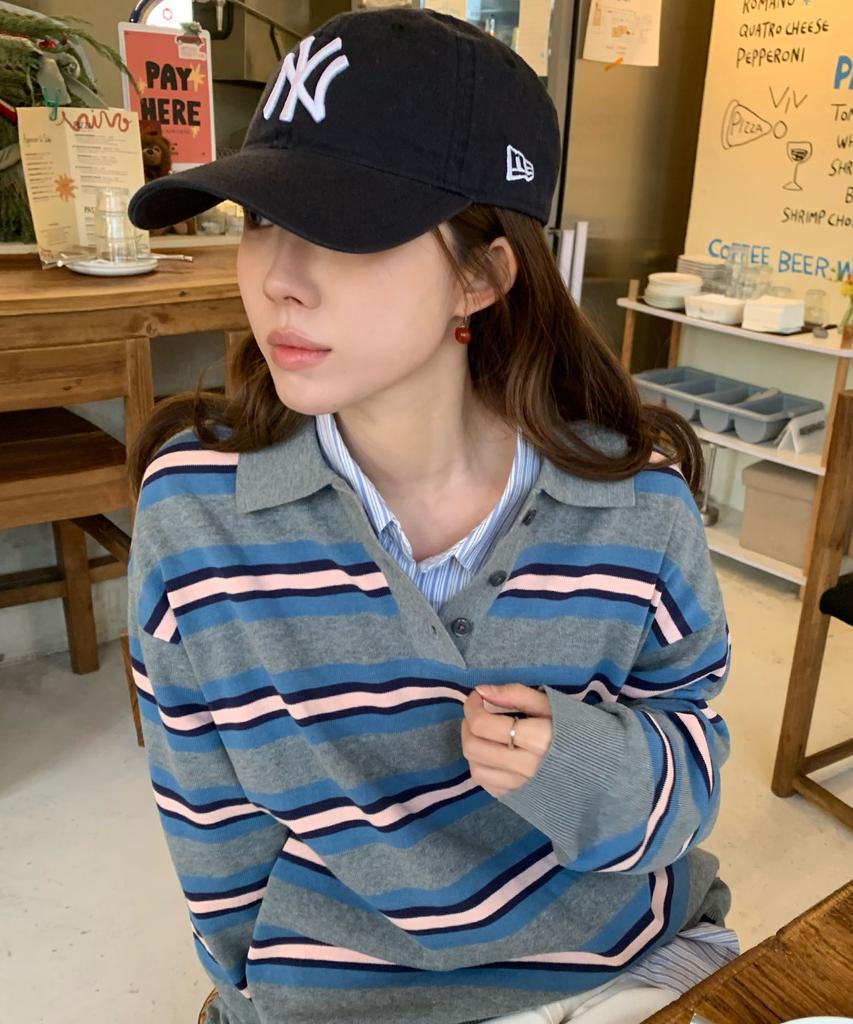 CGP (Women) Striped Collar Knit - Gray