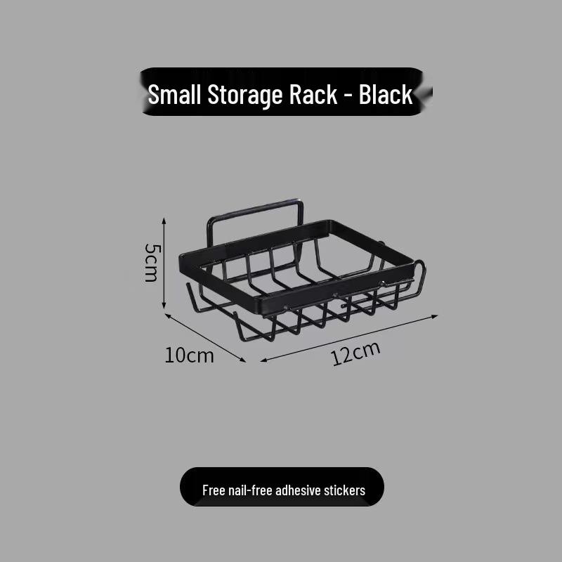 Wall-Mounted Punch-Free Iron Bathroom Storage Rack for Washbasin Supplies