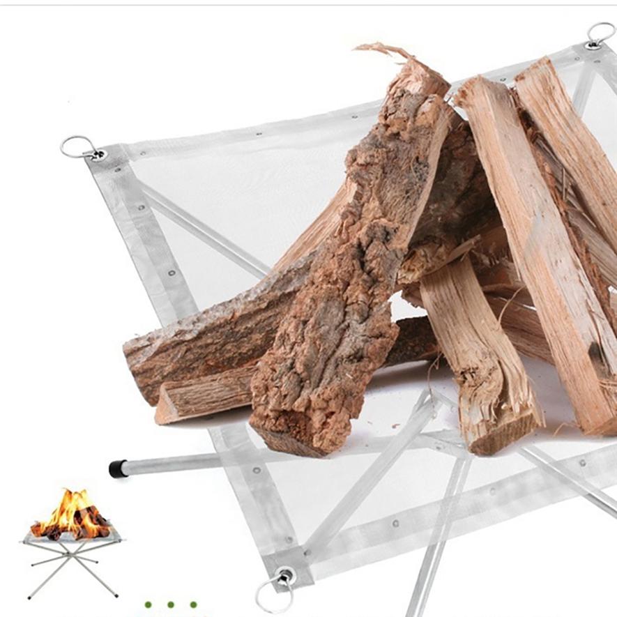 Outdoor Lagerfeuer Edelstahl Brennrahmen Tragbare Klapp Brennholz Halterung Camping Grill Gitter Rahmen Raw Carbon Heizung Herd