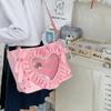 PU PVC Transparent Shoulder Bag Ribbon Anime Tote Bag Portable Bow Handbag  Children