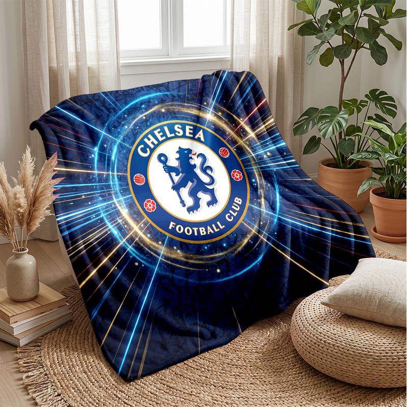 Chelsea FC Theme Blanket Soft Flannel Blanket Plush Throw Blanket Cozy Sofa Bed Blanket for Home Decor