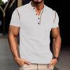 Mens Muscle Slim Henley Shirts Short Sleeve Athletic T-Shirts Summer Button Tees