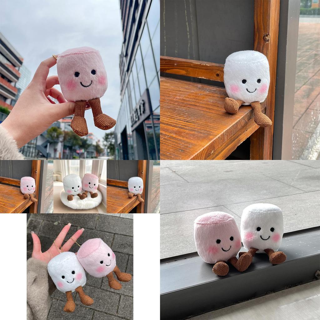 Süßes lächelndes Gesicht Marshmallow Plüsch Anhänger Schlüsselanhänger Für Rucksack Zubehör