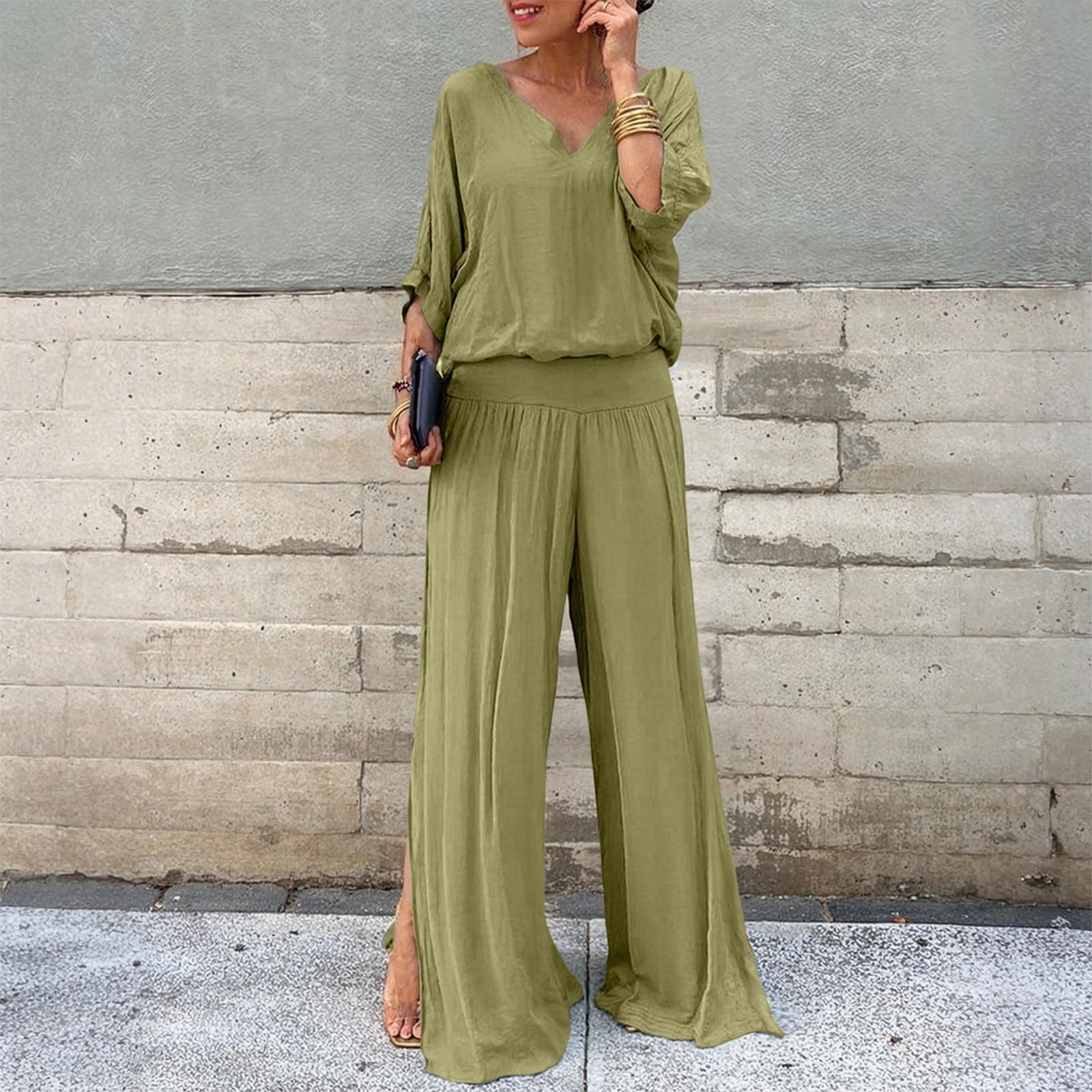 

Женский Свободный Удобный Повседневный Модный Принтованный Шифоновый Комплект из Двух Предметов: Брюки с Коротким Рукавом XXL