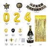 32 Inch 2024 New Year Balloons Set Letter Print Golden Starburst 2024 Number Balloons Party Decorations Set Party Supplies