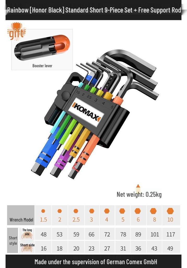 Rainbow Metric Hex Key Set - Comprehensive 6-Sided Screwdriver Tools