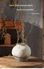 White Round Terracotta Vase - Retro Wabi-Sabi Decor for Dried Flowers in Living Room