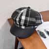 Retro Grid Wool Blended Cap Women Sunshade Cozy Wear Girl Travel Hat Supplies