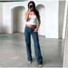 Women's 2026 Spring Summer Y2k Solid Color Pants Low Waist Slim Fit Straight Leg Denim Pants Boyfriend Jeans with Pockets