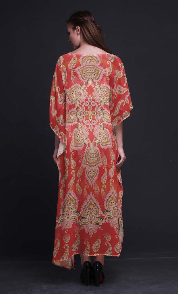 Phagun Floral & Paisley Ladies Plus Size Kaftan Summer Wear Beach Coverup Kimono
