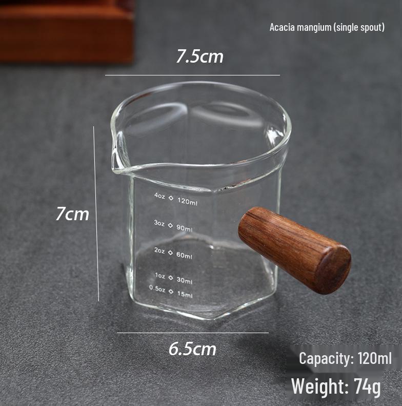 Heat-Resistant Glass Milk Cup with Wooden Handle for Coffee & Seasoning