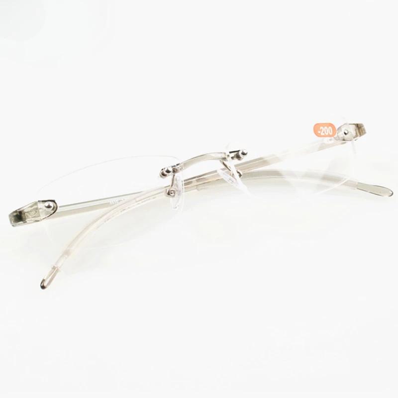 Vintage Rimless Finished Myopia Glasses Ultralight Soft Men Women Ultralight Resin Nearsighted Eyeglasses Diopters 100~400