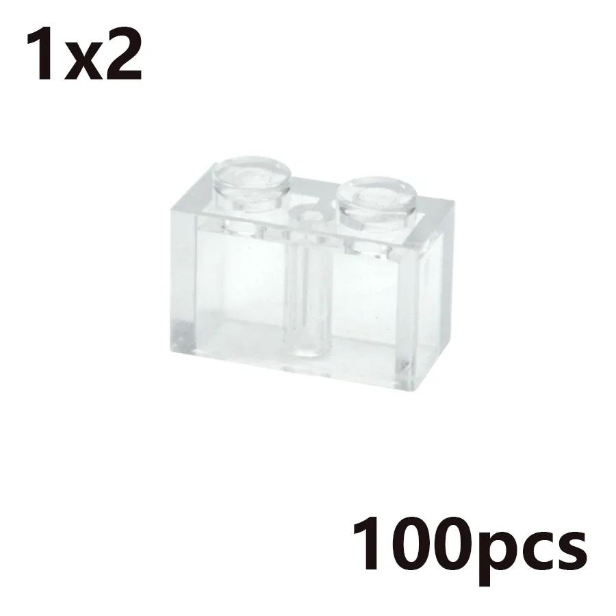 MOC Transparent Thick Building Blocks Figures 1x1 1x2 2x2 2x4 Dots Clear Brick Compatible Brand Educational Creative Toy for Kid