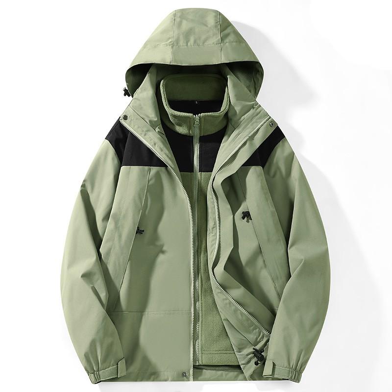 Herren Damen 3-in-1 Abnehmbare Winddichte Wanderjacke mit Fleecefutter Outdoor Abenteuer Winter