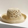 Flower Handmade Fisherman Hat Straw Material Sun Hat Fashion Panama Straw Hat  Beach