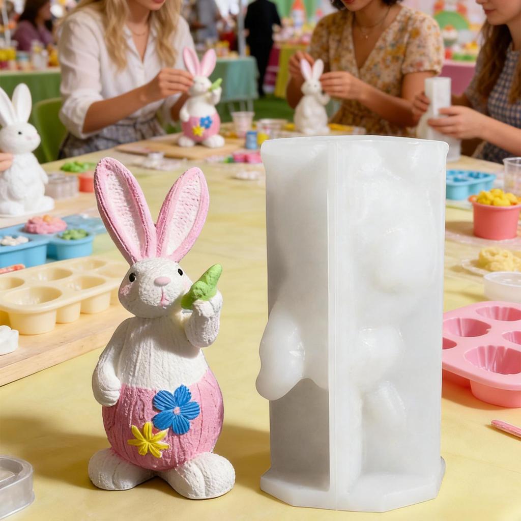 Easter Bunny Mold 3D Plaster Ornaments Craft Making Mold For Holiday Wedding Party Table Room Home Dinner