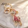 Zinc Alloy Key Chain Rhinestone Sheep Keychain for Backpack, Sparkly Goat Car Ring, Zodiac Pendant Decorative Lamb Backpacks and Handbags