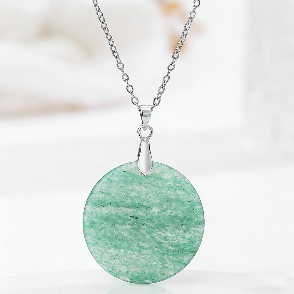 Round Slice Stone Pendent Necklace Natural Tiger Eye Lapis Lazuli Stone Chain Necklace Exquisite Jewelry Gift For Women