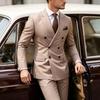 Elegant Men's 2PCS Suits Peak Lapel Double Breasted Blazer Set Formal Business Suit for Party Prom Wedding Tuxedo (Jacket+Pants)