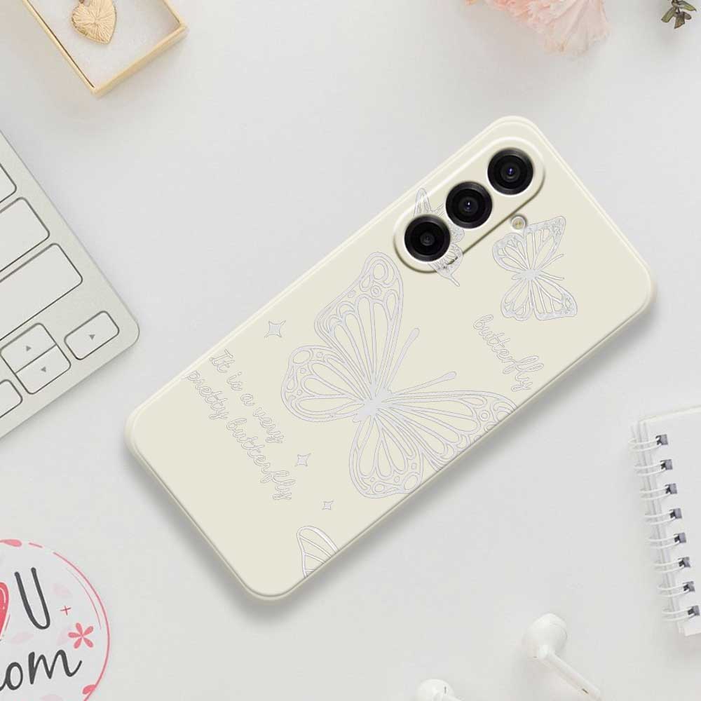Pro Samsung Galaxy A17 5G Pouzdro Dutý Vzor Motýla Tisk Rovný Okraj TPU Zadní Kryt Telefonu