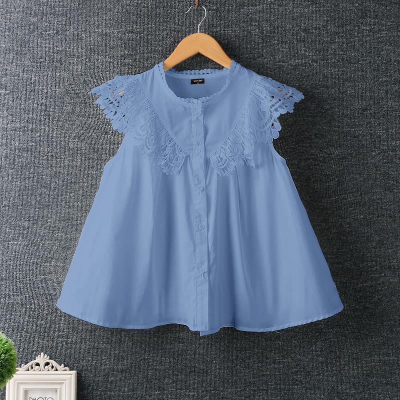 

VONDA Женские летние кружевные жилеты без рукавов с V-образным вырезом, однотонные 5XL синий