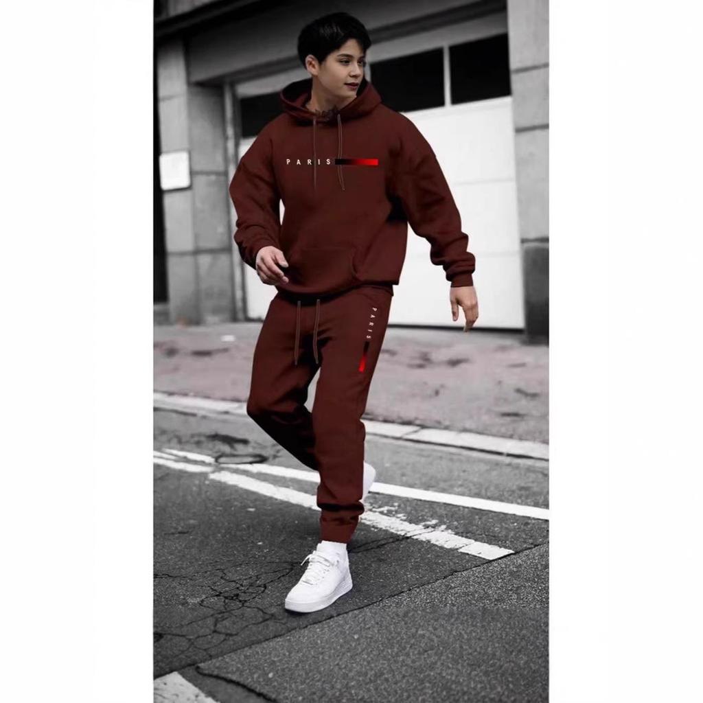 2025 Men's Hooded Pullover & Long Pants Set with Printed Logo