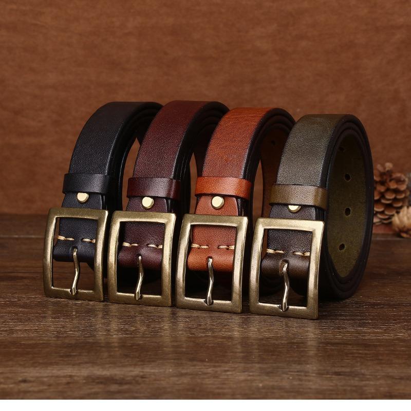 Light Luxury Belt Women's Leather First Layer Retro Fashion Jeans Belt