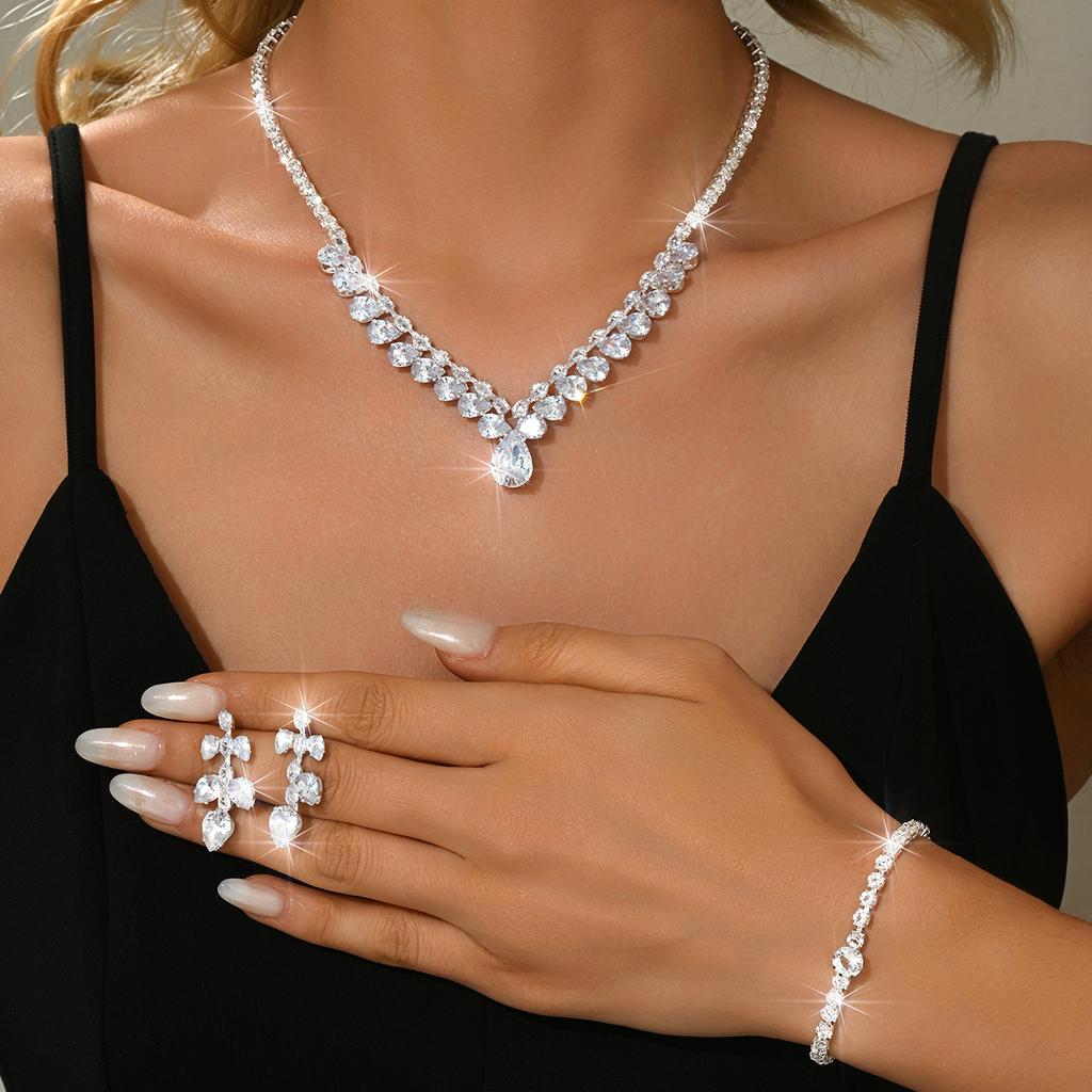 Trendy and Personalized Design, Oval Shaped Super Sparkling Naked Diamond, Elegant and Simple Necklace, Earrings, Bracelet, Ring