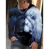 Heren T-shirt met ronde hals en lange mouwen dier Leeuw wolf en schorpioen Patroonprint 3D-printen Buiten Dagelijks Ontwerp fondsen