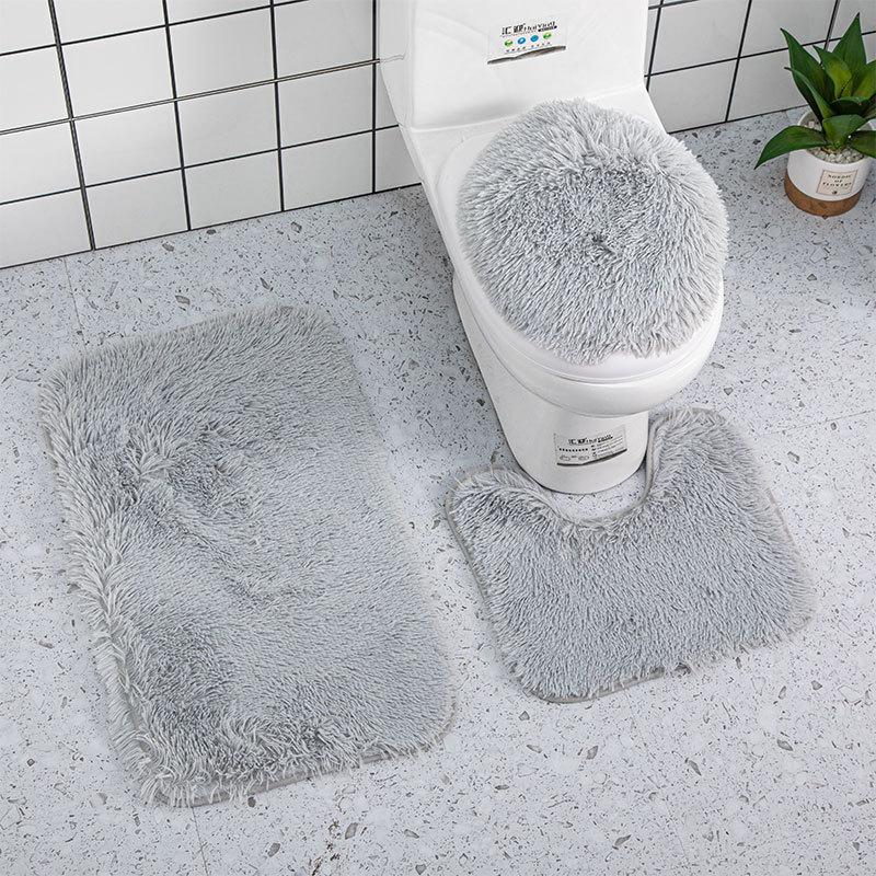 Badematte mit Farbverlauf, Teppich, 40 x 50/45 x 50/50 x 80 cm, Plüsch-Dusch-/Toilettenvorleger, Bodenmatte, saugfähig, rutschfest, für Badezimmer