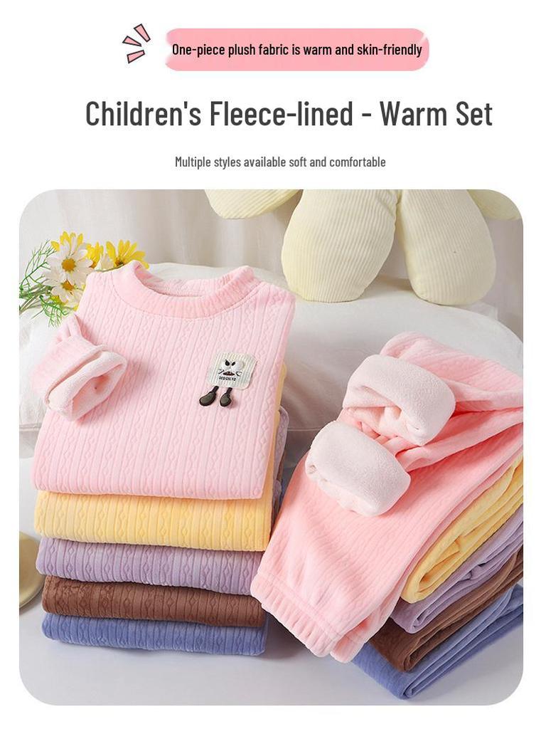 Kids' Cozy Velvet Pajama Set for Boys and Girls - Thick, Two-Piece, Autumn/Winter Wear