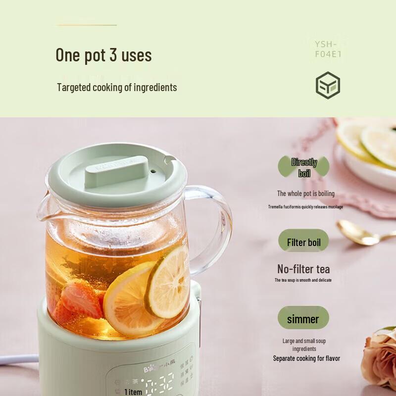 BEAR 0.4L Mini Glass Health Pot & Tea Kettle CN Plug (adapter Included)