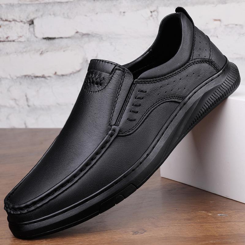 Men s Casual Genuine Leather Slip-On Loafers: Spring/Summer Trendy & Comfortable Driving Shoes 42