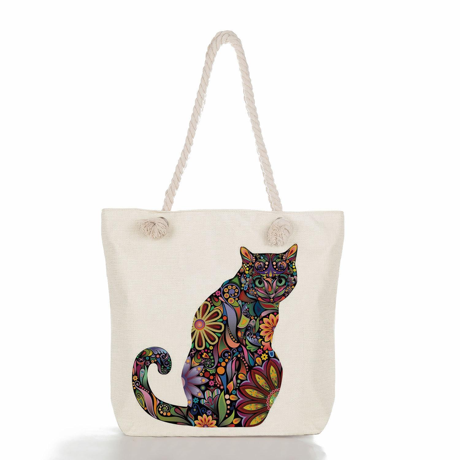 

Multifunctional animal Printed Thick Rope Shoulder Beach Bag Casual large capacity handbag 7590 KTB
