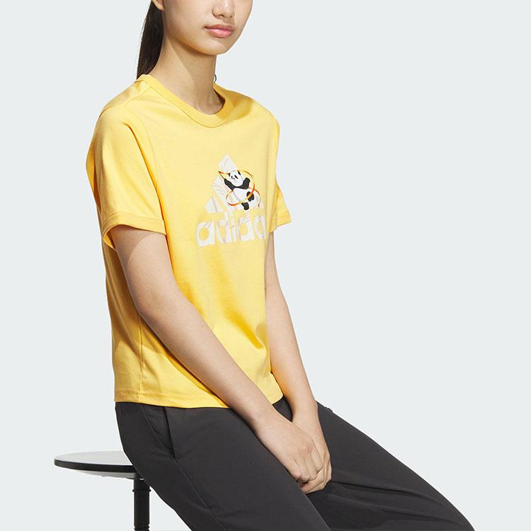 Adidas Badge Of Sport Graphic Print Round Neck Short Sleeve T-Shirt Women Tops Bright-Yellow JI6864