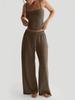 Summer Camisole Crop Top Long Pants Casual Wide Leg Pants Lazy Style Set For Women