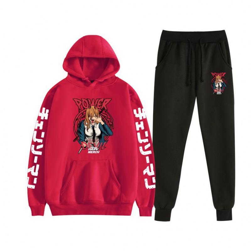 Chainsaw Man Couples Hoodie Sweatpants Set Long Sleeve Casual Outfit Men Women
