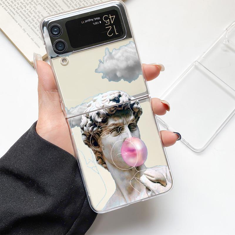 

Phone Case For Samsung Galaxy Z Flip 3 4 5 Hard Folding Clear PC Art Aesthetic David Mona Lisa For Samsung Z Flip 6 Back Cover Samsung Z Flip 6