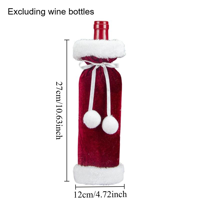 1pc Wine Bottle Cover Christmas Decoration Velvet Wine Bottle Bag Christmas Red Wine Cover Restaurant Decoration