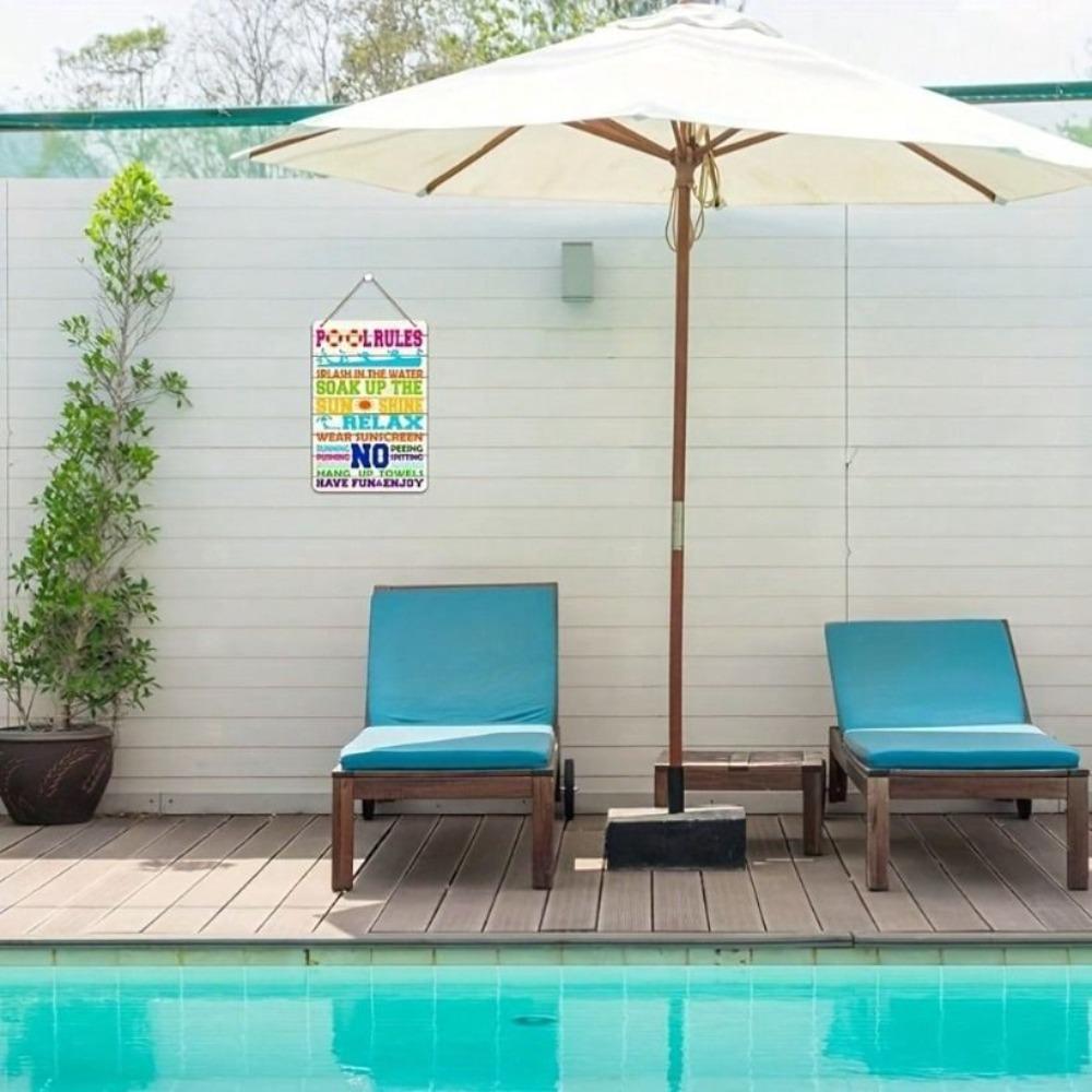 Vintage Metal Sign Wall Decor 8x12 Inch Pool Rules Bar Garage Retro