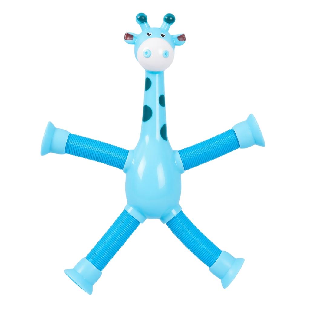 Stretchable Suction Cup Giraffe Robot Toy with Light-Up and Pull Tube, Interactive Kids Toy