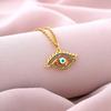 Collier en cuivre et Zircon incrusté pour femmes, émail turc, porte-bonheur, mauvais yeux, breloque féminine, chaîne en acier inoxydable, bijoux