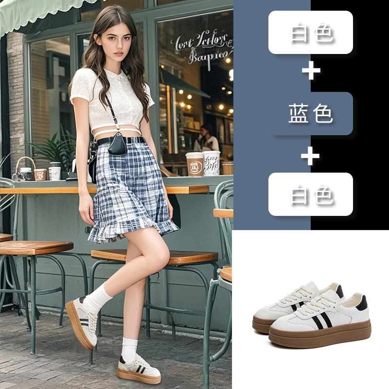 Leather German training shoes women's 2025 summer new mesh breathable sports Forrest Gump shoes women's casual versatile white shoes women