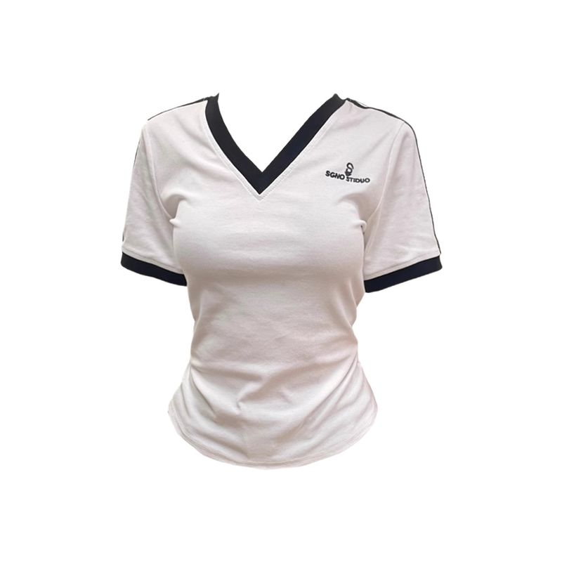 Большой размер Большой размер Женский Летний Приталенный Стройнящий Джерси White Top M [Recommendation 40-50kg]