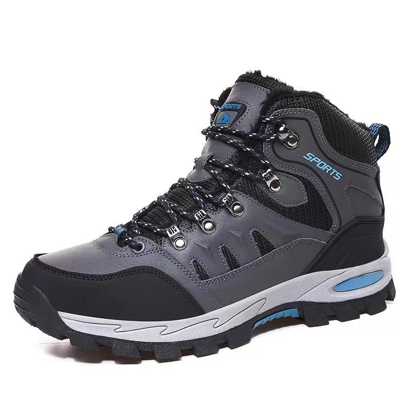 Autumn and Winter Couple Outdoor Hiking Shoes Medium Help Hiking Shoes Velvet Warm Leisure Sports Large Size Men and Women