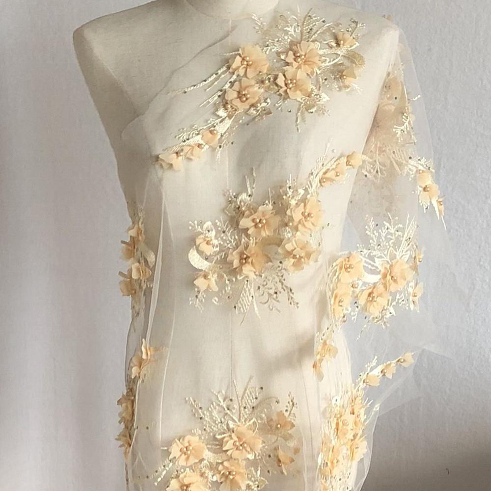 1 Stück Rosa Blau 3D Blume Perlen Stickerei Aufnäher Netzstoff Applikation Nähen Hochzeitskleid Kleidung Reparatur Dekoration