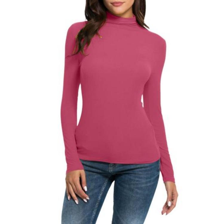 

Women Thermal Long Sleeve Mock Turtleneck Pullover Slim Fit Compression Base Layer Top Work Home Vacations Essential Basic Shirts S розы красного