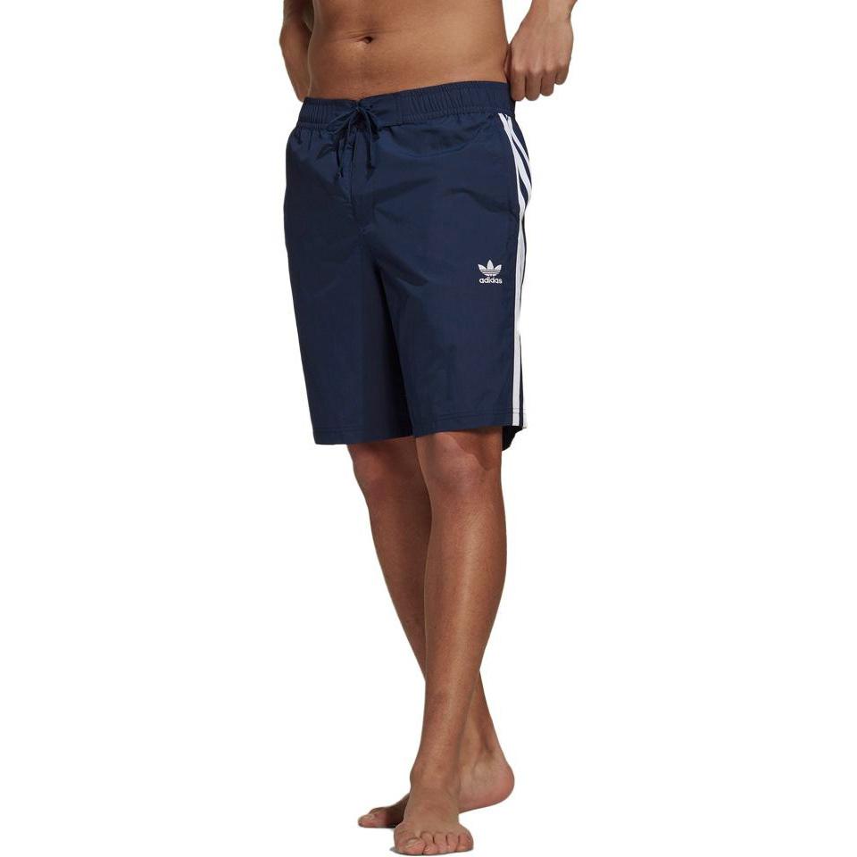 Adidas Originals Drawstring Waist Striped Letter Logo Printed Shorts Men Shorts Deep-Indigo HK7389