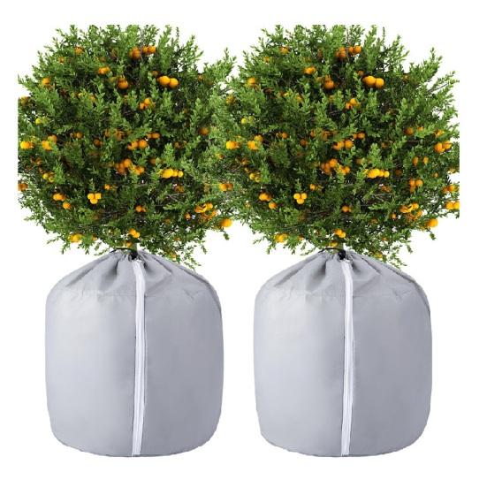 Winter Tree Insulation Wrap Flower Pot Cover, Planter with Drawstring, Oxford Cold Resistant Plant Cover Fabric Frost Protection for Outdoor